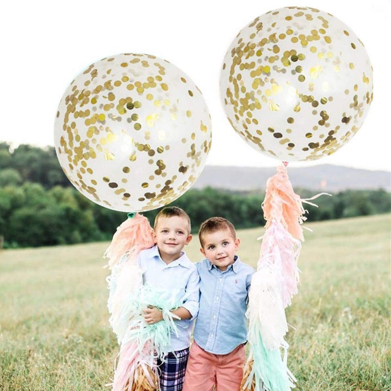 Mooduuty 36 Inch Jumbo Giant Confetti Balloons, Clear balloons with Gold Confetti (Premium Helium Quality) Pkg/6,Latex Glitter Balloons for Birthday Wedding Photo Shoot Festival Christmas Event Decorations â€¦ - Image 3